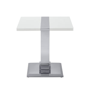 English Elm Gold Sculptural O-Base End Table with Polished Metal Frame for Upscale Living Rooms Silver, White B2741P564705