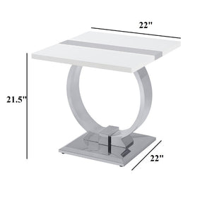 English Elm Gold Sculptural O-Base End Table with Polished Metal Frame for Upscale Living Rooms Silver, White B2741P564705