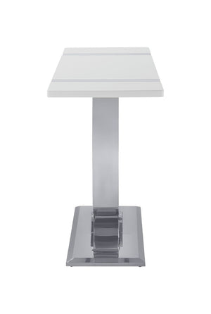 English Elm 1Pc Sofa Table Geometric Stainless Steel Trestle Base Open Frame Contemporary Console Silver, White B2741P564709