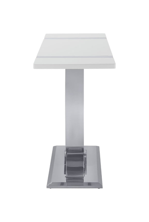 English Elm 1Pc Sofa Table Geometric Stainless Steel Trestle Base Open Frame Contemporary Console Silver, White B2741P564709