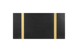 English Elm Contemporary Gold Trestle Base Rectangular Coffee Table White Top for Glam Living Rooms Black/Gold B2741P564795