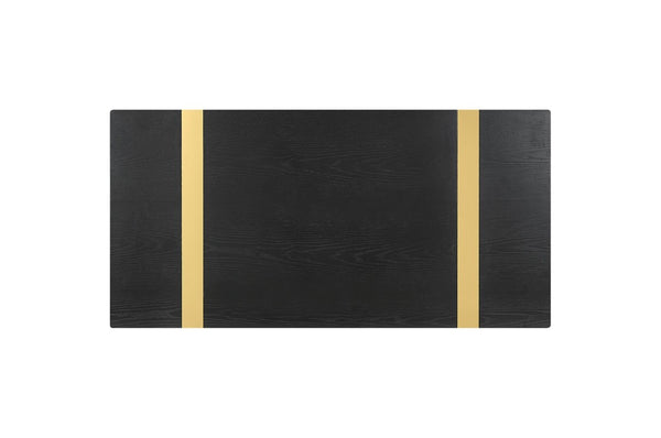 English Elm Contemporary Gold Trestle Base Rectangular Coffee Table White Top for Glam Living Rooms Black/Gold B2741P564795