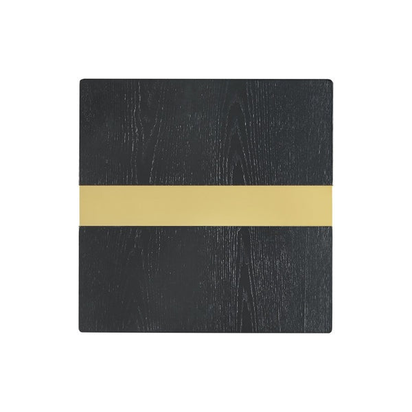 English Elm Gold Sculptural O-Base End Table with Polished Metal Frame for Upscale Living Rooms Black, Gold B2741P564796