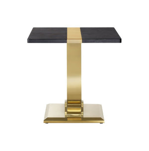 English Elm Gold Sculptural O-Base End Table with Polished Metal Frame for Upscale Living Rooms Black, Gold B2741P564796