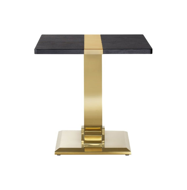 English Elm Gold Sculptural O-Base End Table with Polished Metal Frame for Upscale Living Rooms Black, Gold B2741P564796