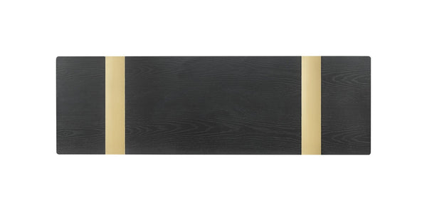 English Elm 1Pc Sofa Table Geometric Stainless Steel Trestle Base Open Frame Contemporary Console Black, Gold B2741P564797