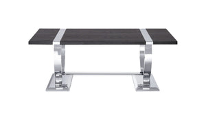 English Elm Contemporary Gold Trestle Base Rectangular Coffee Table White Top for Glam Living Rooms Black/Silver B2741P564799