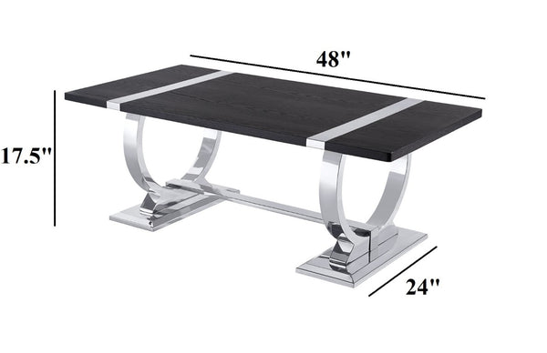 English Elm Contemporary Gold Trestle Base Rectangular Coffee Table White Top for Glam Living Rooms Black/Silver B2741P564799
