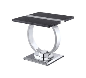 English Elm Gold Sculptural O-Base End Table with Polished Metal Frame for Upscale Living Rooms Black, Silver B2741P564800