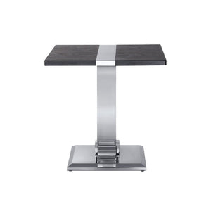 English Elm Gold Sculptural O-Base End Table with Polished Metal Frame for Upscale Living Rooms Black, Silver B2741P564800