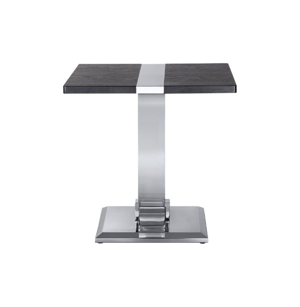 English Elm Gold Sculptural O-Base End Table with Polished Metal Frame for Upscale Living Rooms Black, Silver B2741P564800