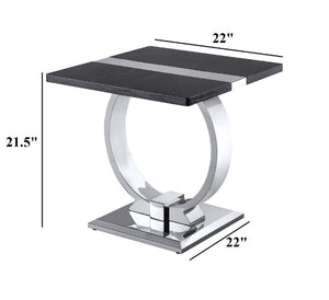 English Elm Gold Sculptural O-Base End Table with Polished Metal Frame for Upscale Living Rooms Black, Silver B2741P564800