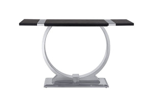 English Elm 1Pc Sofa Table Geometric Stainless Steel Trestle Base Open Frame Contemporary Console Black, Silver B2741P564802
