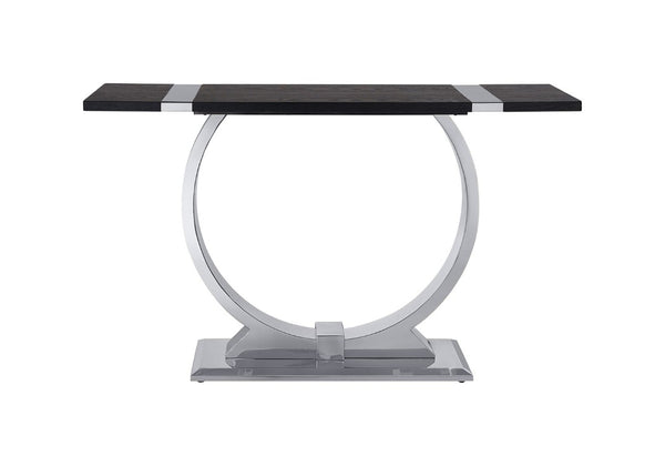 English Elm 1Pc Sofa Table Geometric Stainless Steel Trestle Base Open Frame Contemporary Console Black, Silver B2741P564802