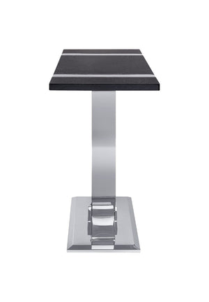 English Elm 1Pc Sofa Table Geometric Stainless Steel Trestle Base Open Frame Contemporary Console Black, Silver B2741P564802