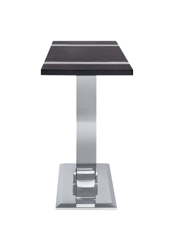 English Elm 1Pc Sofa Table Geometric Stainless Steel Trestle Base Open Frame Contemporary Console Black, Silver B2741P564802