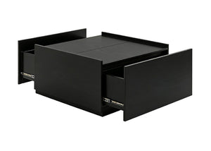English Elm Transitional Square Coffee Table with Dual Access Drawers for Modern Living Rooms Black B2741P564811