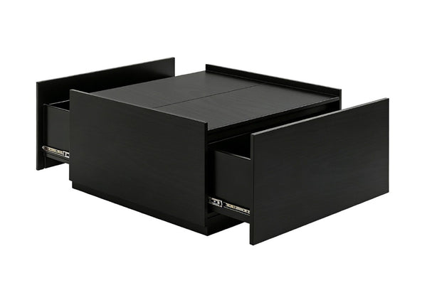 English Elm Transitional Square Coffee Table with Dual Access Drawers for Modern Living Rooms Black B2741P564811