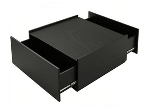 English Elm Transitional Square Coffee Table with Dual Access Drawers for Modern Living Rooms Black B2741P564811