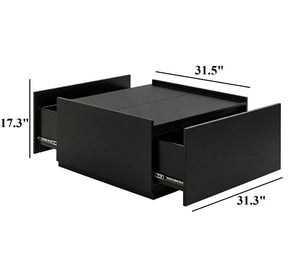 English Elm Transitional Square Coffee Table with Dual Access Drawers for Modern Living Rooms Black B2741P564811