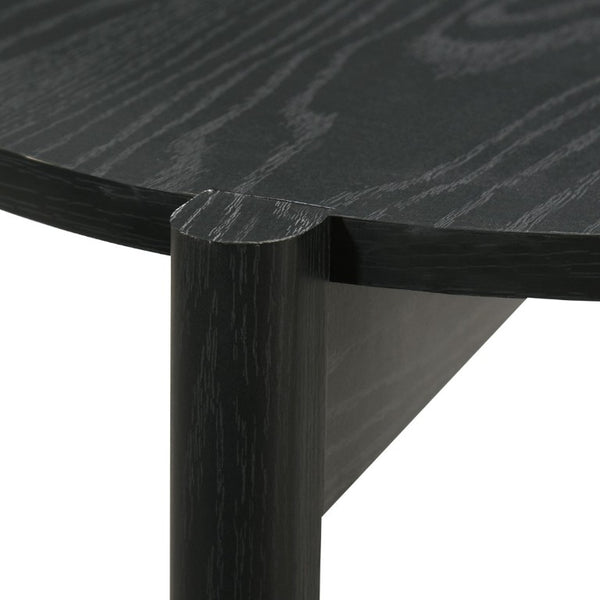 English Elm Transitional Round Coffee Table with Open Shelf Low Profile Wood Grain Living Room Black B2741P564814