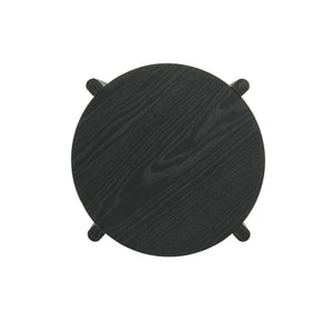 English Elm 1Pc Round End Table with Open Shelf Matte Wood Grain Finish for Living Room Black B2741P564815