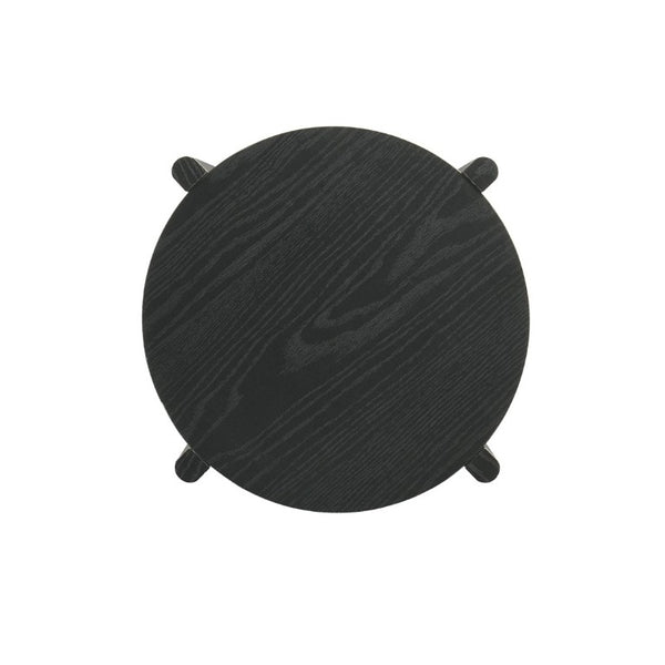 English Elm 1Pc Round End Table with Open Shelf Matte Wood Grain Finish for Living Room Black B2741P564815