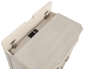 English Elm 1Pc Napoli Two Drawer Nightstand USB Charging Antique White Warm Bedroom Storage B2741P564871