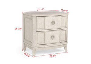 English Elm 1Pc Napoli Two Drawer Nightstand USB Charging Antique White Warm Bedroom Storage B2741P564871