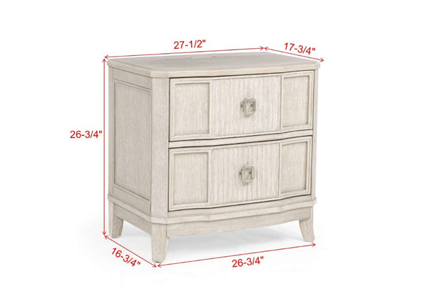 English Elm 1Pc Napoli Two Drawer Nightstand USB Charging Antique White Warm Bedroom Storage B2741P564871