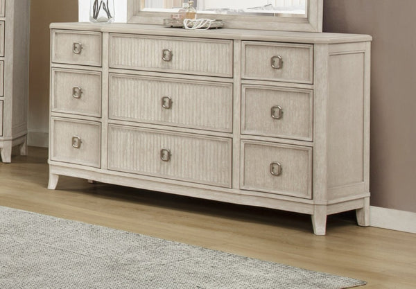 English Elm 1Pc Napoli Six Drawer Antique White Dresser Solid Wood Bedroom Storage Transitional B2741P564877