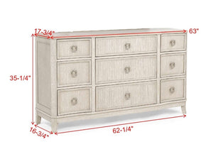 English Elm 1Pc Napoli Six Drawer Antique White Dresser Solid Wood Bedroom Storage Transitional B2741P564877