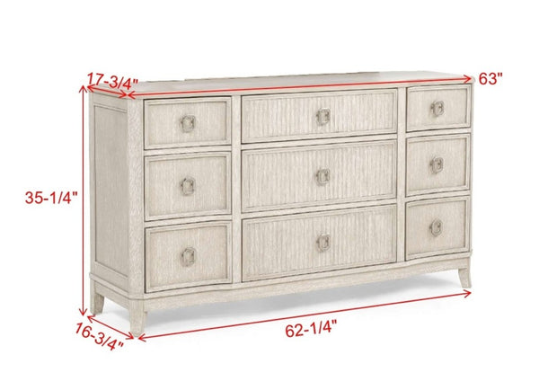 English Elm 1Pc Napoli Six Drawer Antique White Dresser Solid Wood Bedroom Storage Transitional B2741P564877