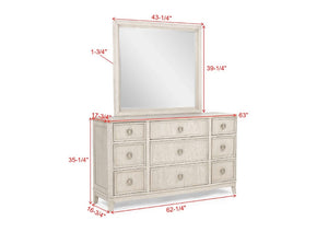 English Elm 1Pc Napoli Six Drawer Antique White Dresser Solid Wood Bedroom Storage Transitional B2741P564877
