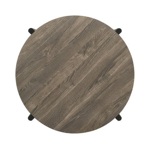 English Elm Transitional Round Coffee Table with Open Shelf Low Profile Wood Grain Living Room Dark Gray B2741P565568
