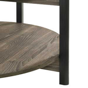 English Elm Transitional Round Coffee Table with Open Shelf Low Profile Wood Grain Living Room Dark Gray B2741P565568