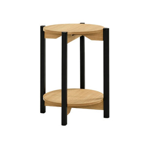 English Elm 1Pc Round End Table with Open Shelf Matte Wood Grain Finish for Living Room Oak B2741P565570