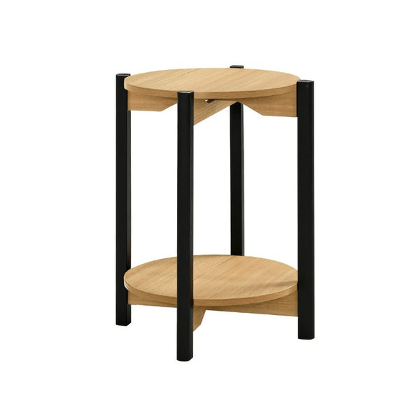 English Elm 1Pc Round End Table with Open Shelf Matte Wood Grain Finish for Living Room Oak B2741P565570