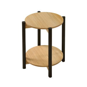 English Elm 1Pc Round End Table with Open Shelf Matte Wood Grain Finish for Living Room Oak B2741P565570