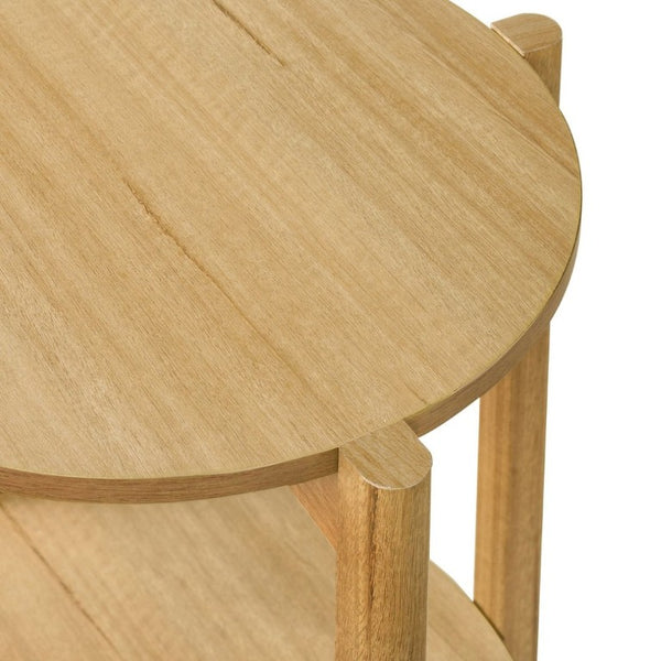 English Elm Transitional Round Coffee Table with Open Shelf Low Profile Wood Grain Living Room Natural B2741P565574