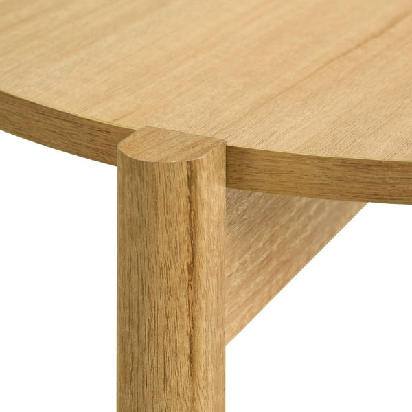 English Elm Transitional Round Coffee Table with Open Shelf Low Profile Wood Grain Living Room Natural B2741P565574
