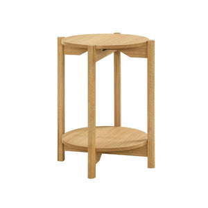 English Elm 1Pc Round End Table with Open Shelf Matte Wood Grain Finish for Living Room Natural B2741P565575