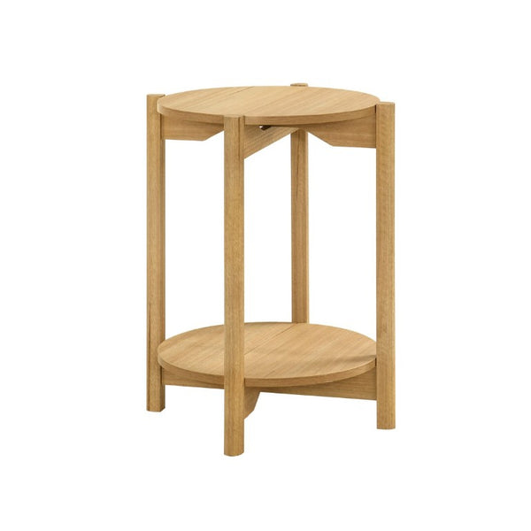 English Elm 1Pc Round End Table with Open Shelf Matte Wood Grain Finish for Living Room Natural B2741P565575