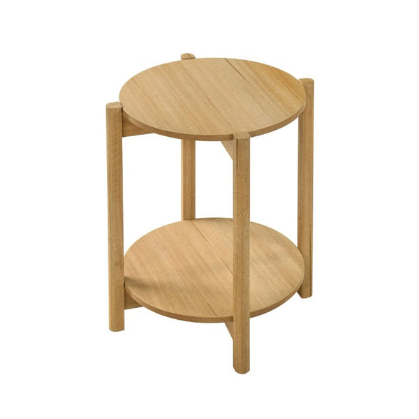 English Elm 1Pc Round End Table with Open Shelf Matte Wood Grain Finish for Living Room Natural B2741P565575