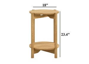 English Elm 1Pc Round End Table with Open Shelf Matte Wood Grain Finish for Living Room Natural B2741P565575