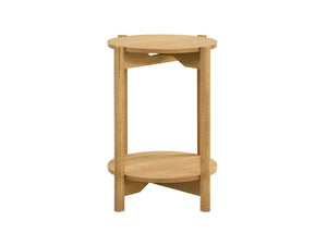 English Elm 1Pc Round End Table with Open Shelf Matte Wood Grain Finish for Living Room Natural B2741P565575