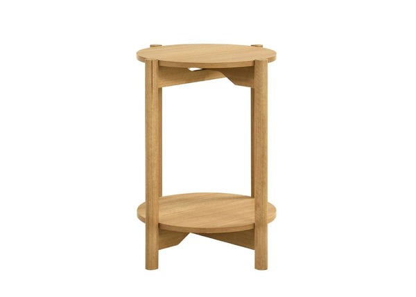 English Elm 1Pc Round End Table with Open Shelf Matte Wood Grain Finish for Living Room Natural B2741P565575