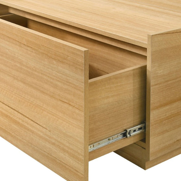 English Elm Transitional Square Coffee Table with Dual Access Drawers for Modern Living Rooms Natural B2741P565578