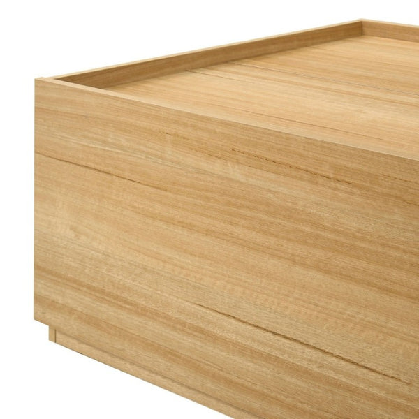 English Elm Transitional Square Coffee Table with Dual Access Drawers for Modern Living Rooms Natural B2741P565578