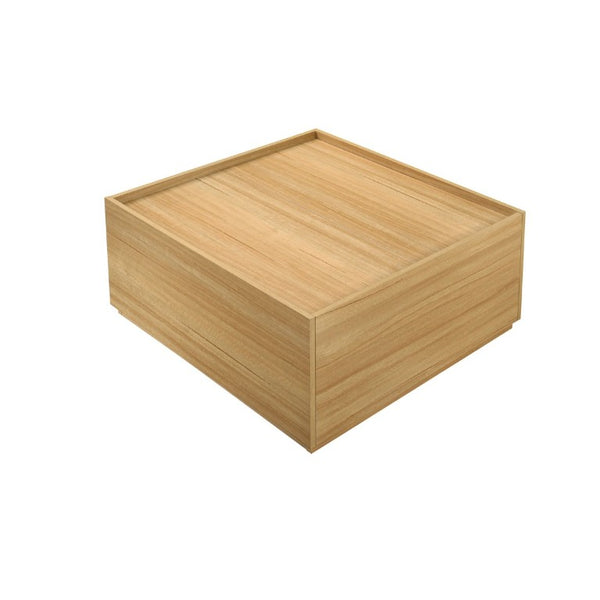 English Elm Transitional Square Coffee Table with Dual Access Drawers for Modern Living Rooms Natural B2741P565578